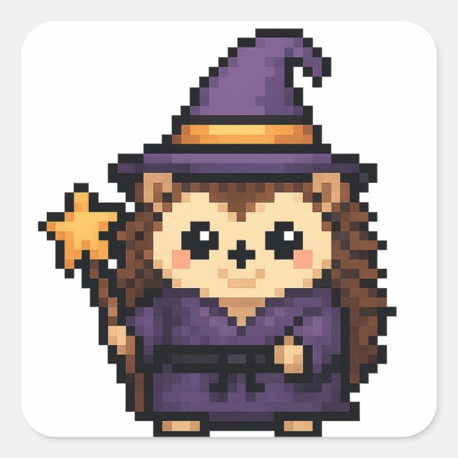 hedgehog wizard sheet square sticker (Front)