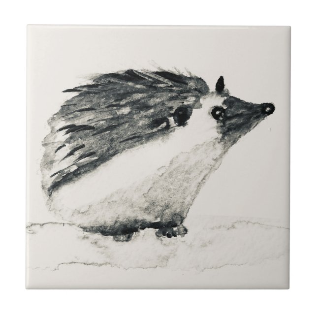 Hedgehog woodland animal vintage tile (Front)