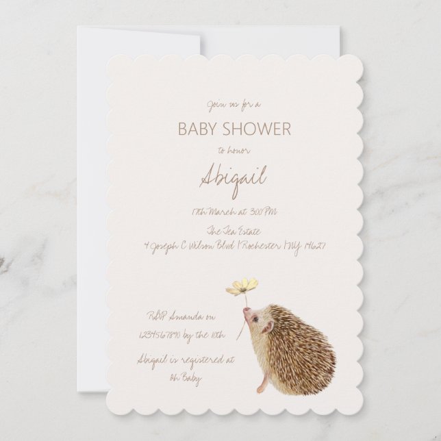 Hedgehog Woodland Forest Baby Shower Invitation (Front)