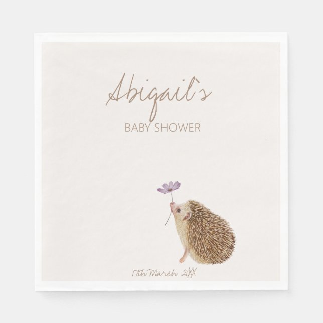 Hedgehog Woodland Forest Baby Shower  Napkin (Front)