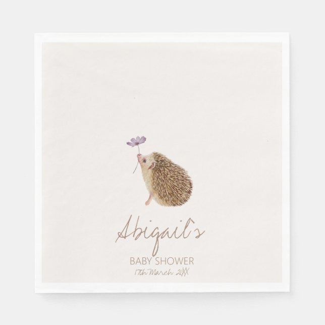 Hedgehog Woodland Forest Baby Shower  Napkin (Front)