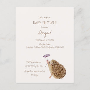 Hedgehog Woodland Forest Baby Shower Postcard