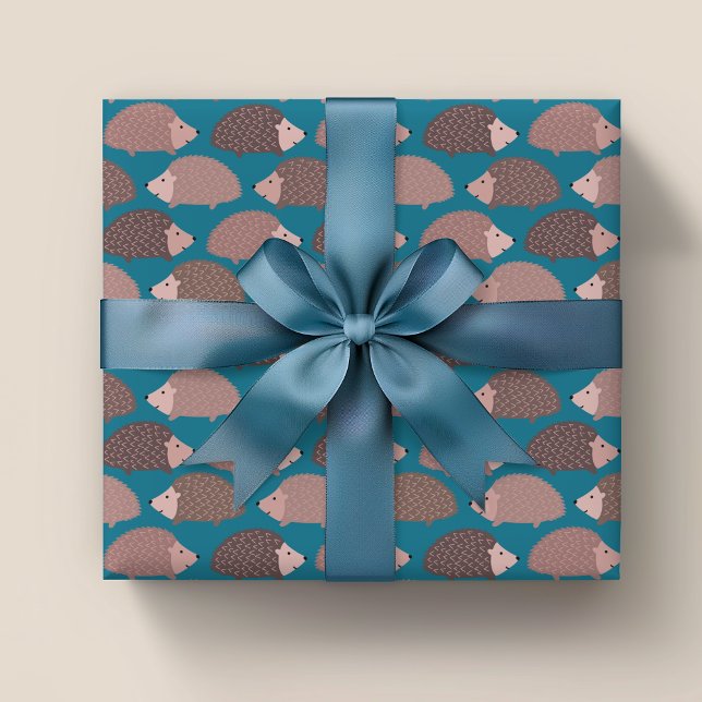 Hedgehog woodland pattern wrapping paper sheet (Hedgehog wrapping paper, perfect for kids and animal lovers)