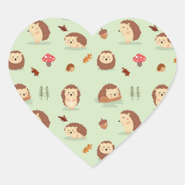 Hedgehog world  heart sticker (Front)