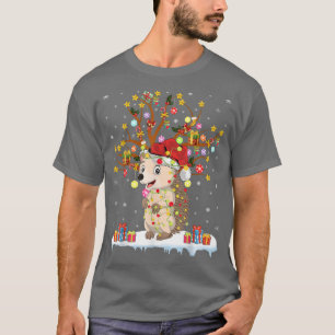 Hedgehog Xmas Lighting Tree Santa Hedgehog Christm T-Shirt
