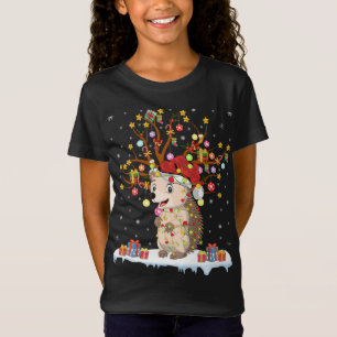 Hedgehog Xmas Lighting Tree Santa Hedgehog Christm T-Shirt