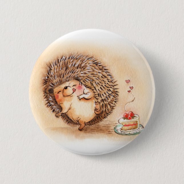 Hedgehog Yum 6 Cm Round Badge (Front)