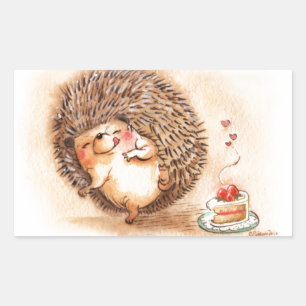 Hedgehog Yum! Rectangular Sticker