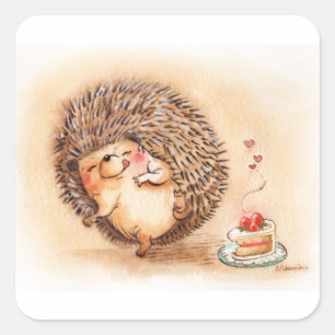 Hedgehog YUM! Square Sticker