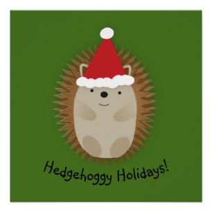 Hedgehoggy Holidays Santa Hedgehog Poster