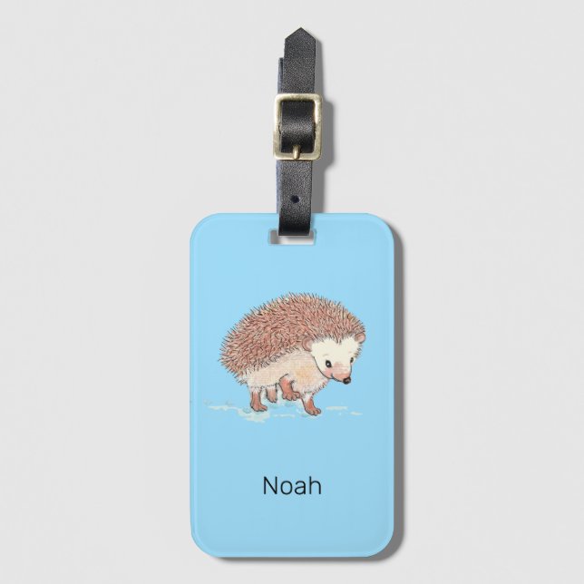 Hedgehog's Adventure Luggage Tag (Front Vertical)