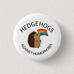 Hedgehogs against homophobia button