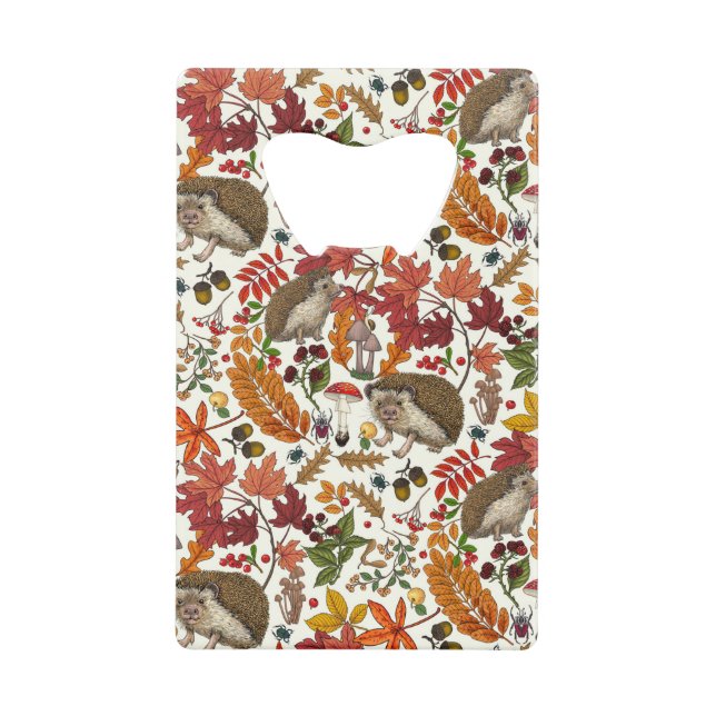 Hedgehogs and autumn forest flora on ivory (Front)