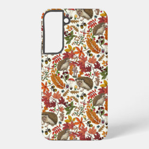 Hedgehogs and autumn forest flora on ivory samsung galaxy case