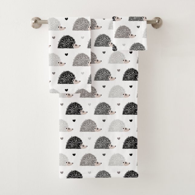 Hedgehogs and Hearts Bath Towel Set (Insitu)