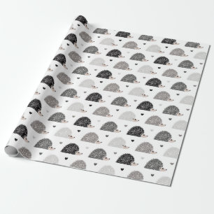 Hedgehogs and Hearts Wrapping Paper