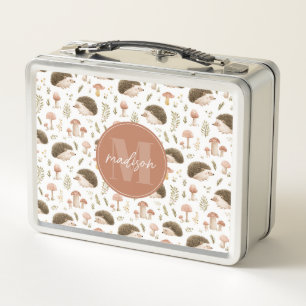 Hedgehogs and Mushrooms Metal Lunchbox