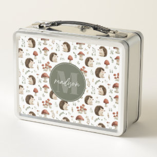 Hedgehogs and Mushrooms Metal Lunchbox