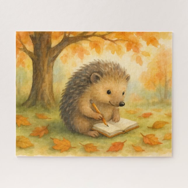 Hedgehog's Autumn Writing Jigsaw Puzzle (Horizontal)