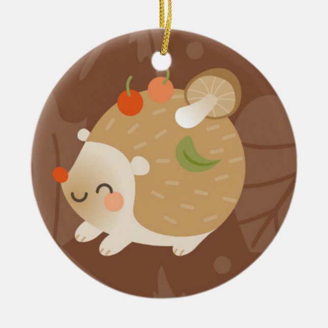 Hedgehogs Ceramic Tree Decoration (Front)