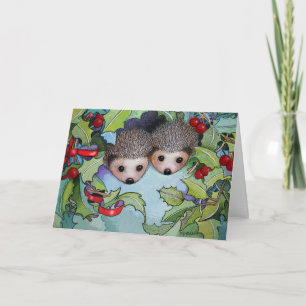 Hedgehogs Christmas Holiday Card
