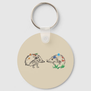 Hedgehogs Drawing Key Ring