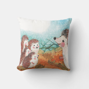 Hedgehogs Illustration Cushion