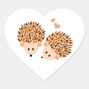 Hedgehogs illustration heart sticker