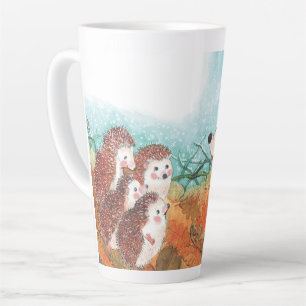 Hedgehogs Illustration Latte Mug