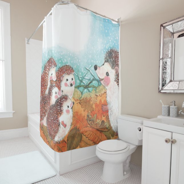 Hedgehogs Illustration  Shower Curtain (In Situ)
