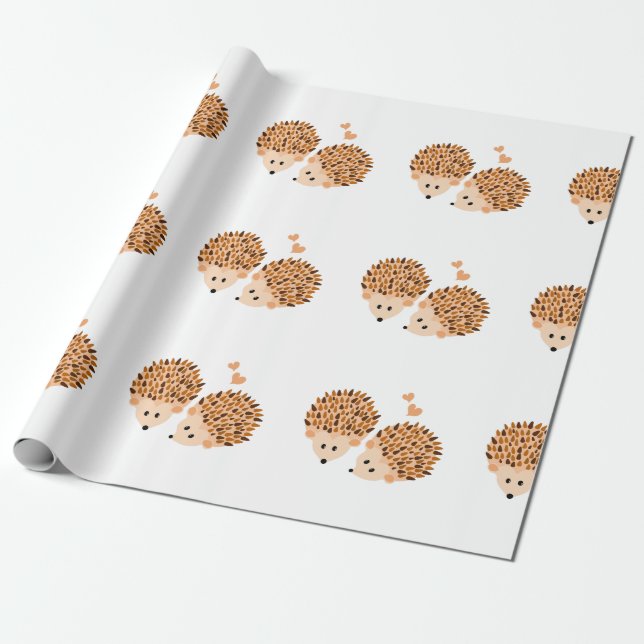 Hedgehogs illustration wrapping paper (Unrolled)