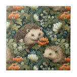 Hedgehogs in an Old English Garden Tile<br><div class="desc">The idyllic charm of an old English garden full of adorable little hedgehogs. Inspired by the timeless elegance of artist William Morris and the arts and crafts movement, this vintage-style artwork is a homage to the splendour of nature. Perfect for gardeners, nature lovers, animal lovers, and anyone with an appreciation...</div>