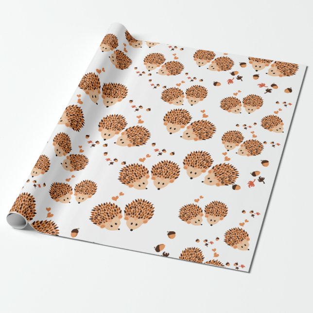 hedgehogs in autumn wrapping paper (Unrolled)