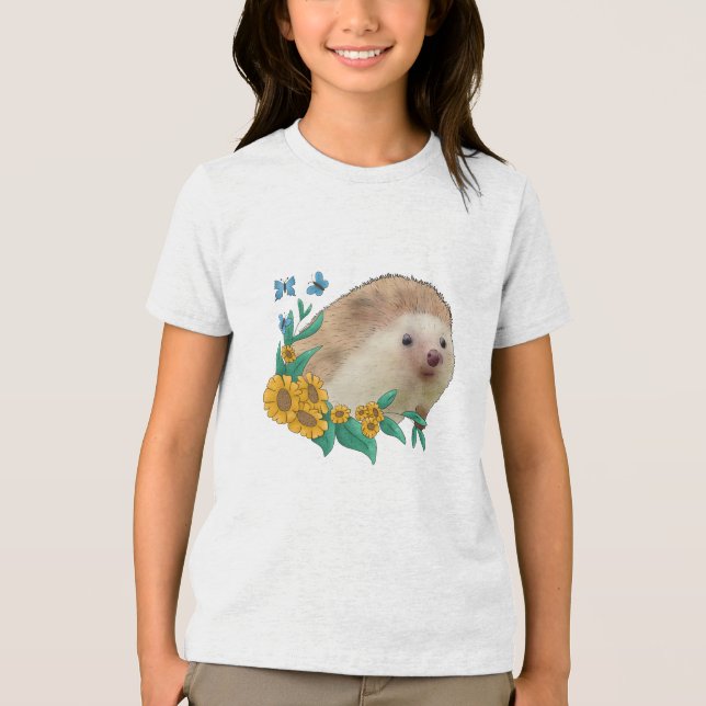 Hedgehogs in flowerbed Tri-Blend shirt (Front)