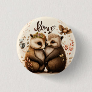 hedgehogs in love 3 cm round badge