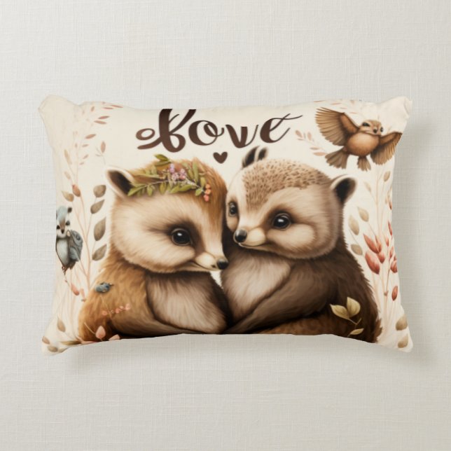  hedgehogs in love    decorative cushion (Front)