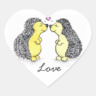 Hedgehogs in Love Heart Sticker