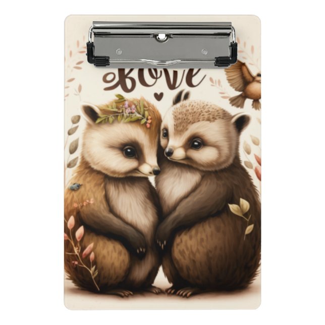  hedgehogs in love mini clipboard (Front)