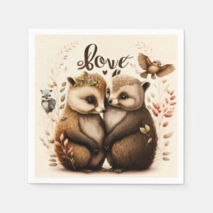  hedgehogs in love    napkin