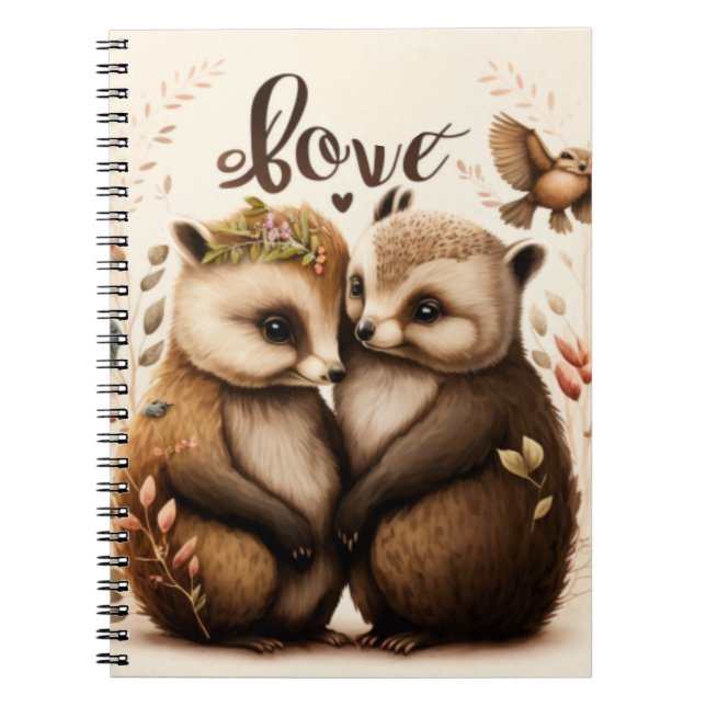  hedgehogs in love notebook (Front)