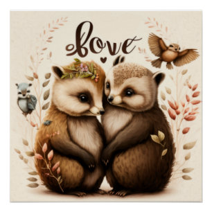  hedgehogs in love  poster