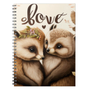  hedgehogs in love  poster notebook