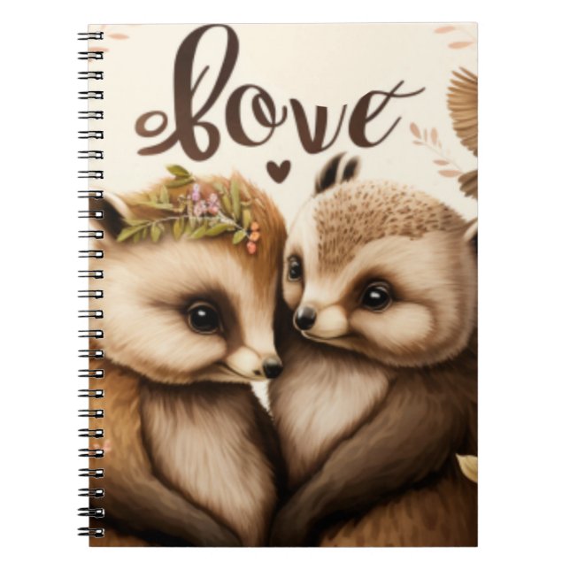  hedgehogs in love  poster notebook (Front)