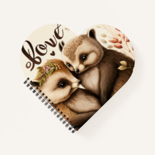  hedgehogs in love  poster notebook