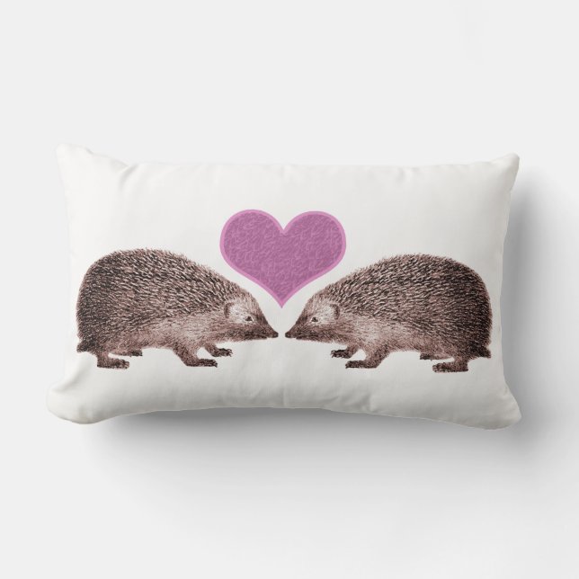 Hedgehogs in Love Valentine's Day Lumbar Cushion (Front)