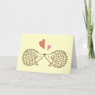 Hedgehogs Kiss Hearts I love you Greeting Card