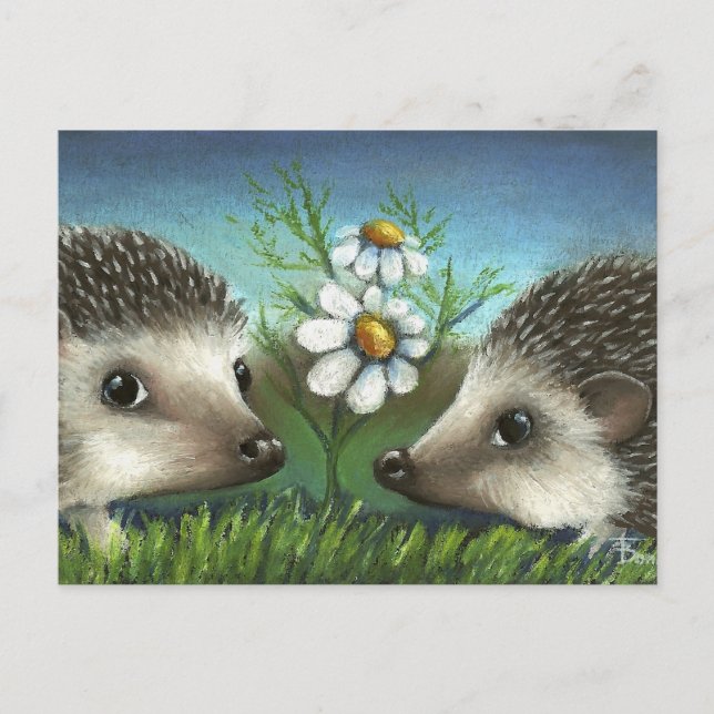 Hedgehogs on a date postcard (Front)