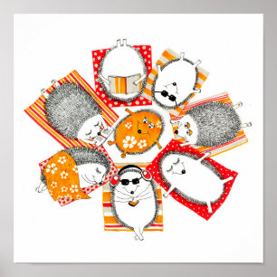 Hedgehogs on the beach poster