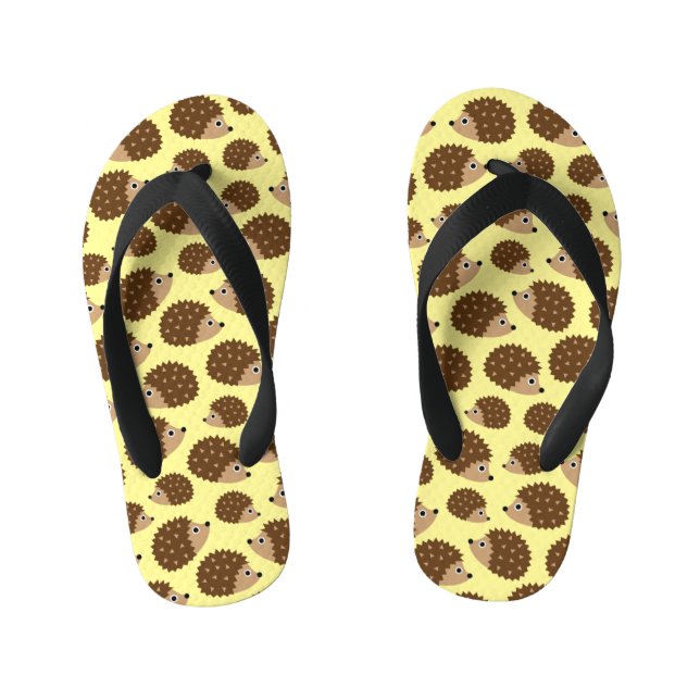 Hedgehogs seamless pattern (ver.2) kid's flip flops (Footbed)