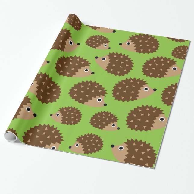 Hedgehogs seamless pattern (ver.3) wrapping paper (Unrolled)